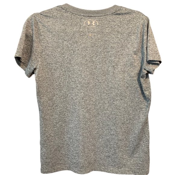 Under Armour Womens T Shirt Heatgear Crew Neck Short Sleeve Heather Gray Size M - Picture 2 of 3